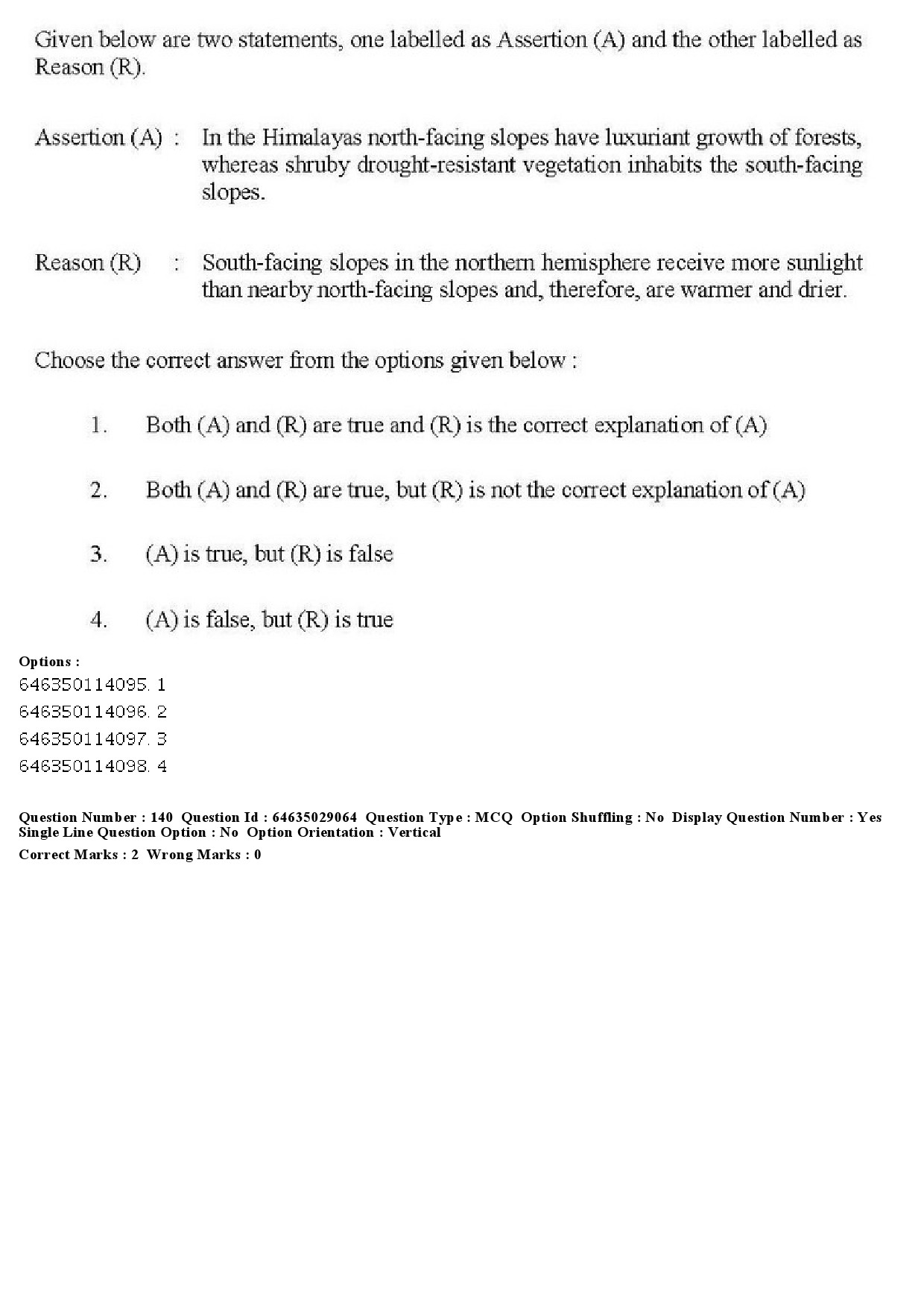 UGC NET Environmental Sciences Question Paper June 2019 135