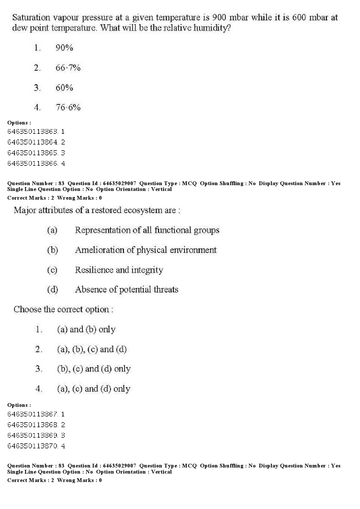 UGC NET Environmental Sciences Question Paper June 2019 73