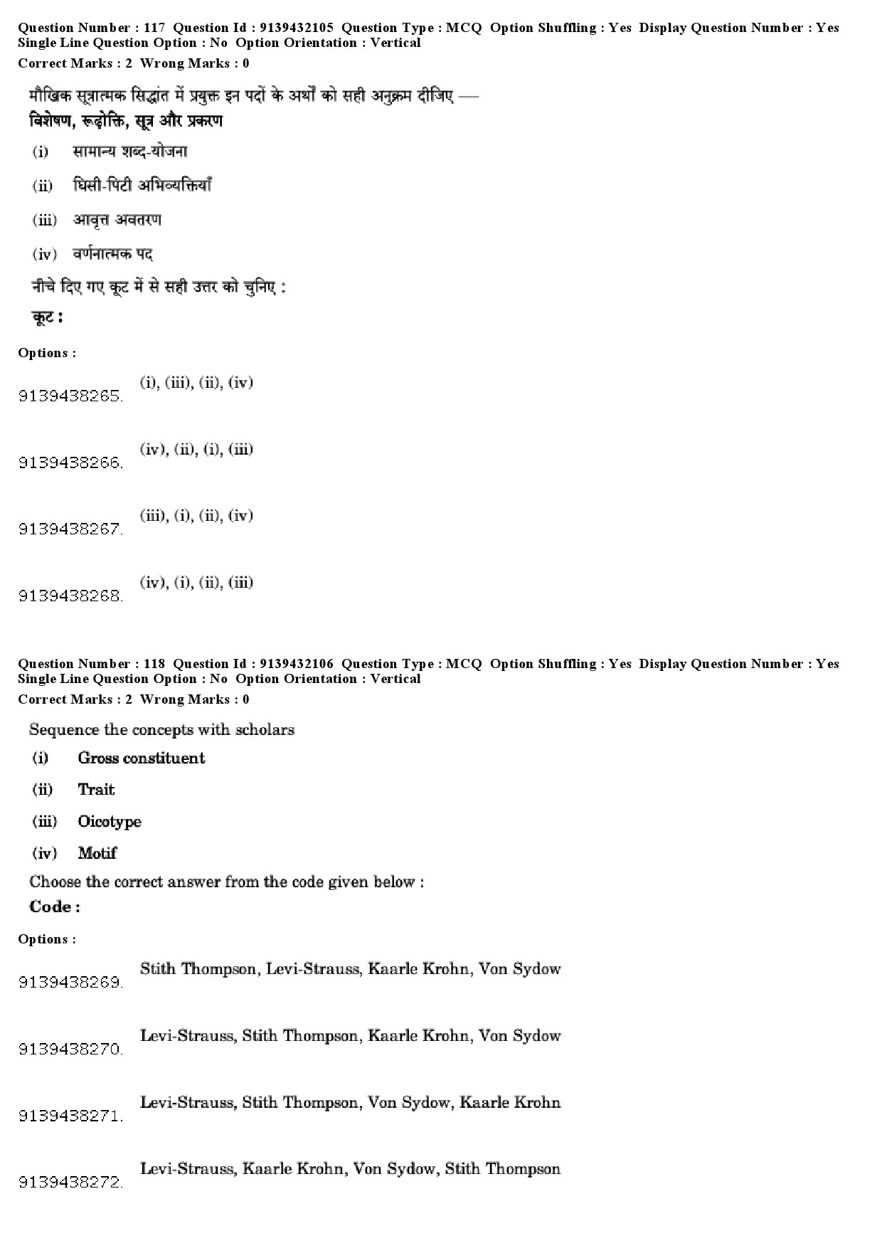 UGC NET Folk Literature Question Paper December 2018 104