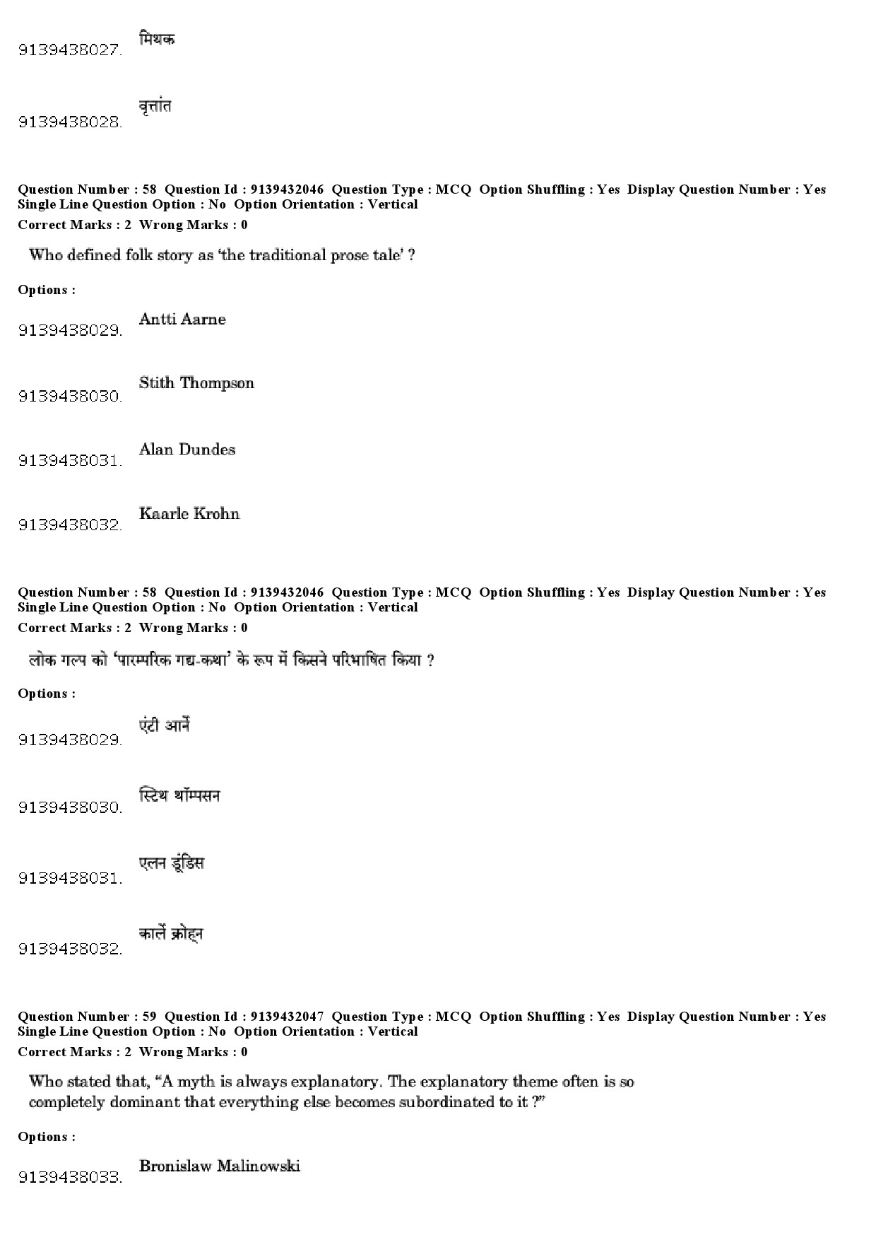 UGC NET Folk Literature Question Paper December 2018 52