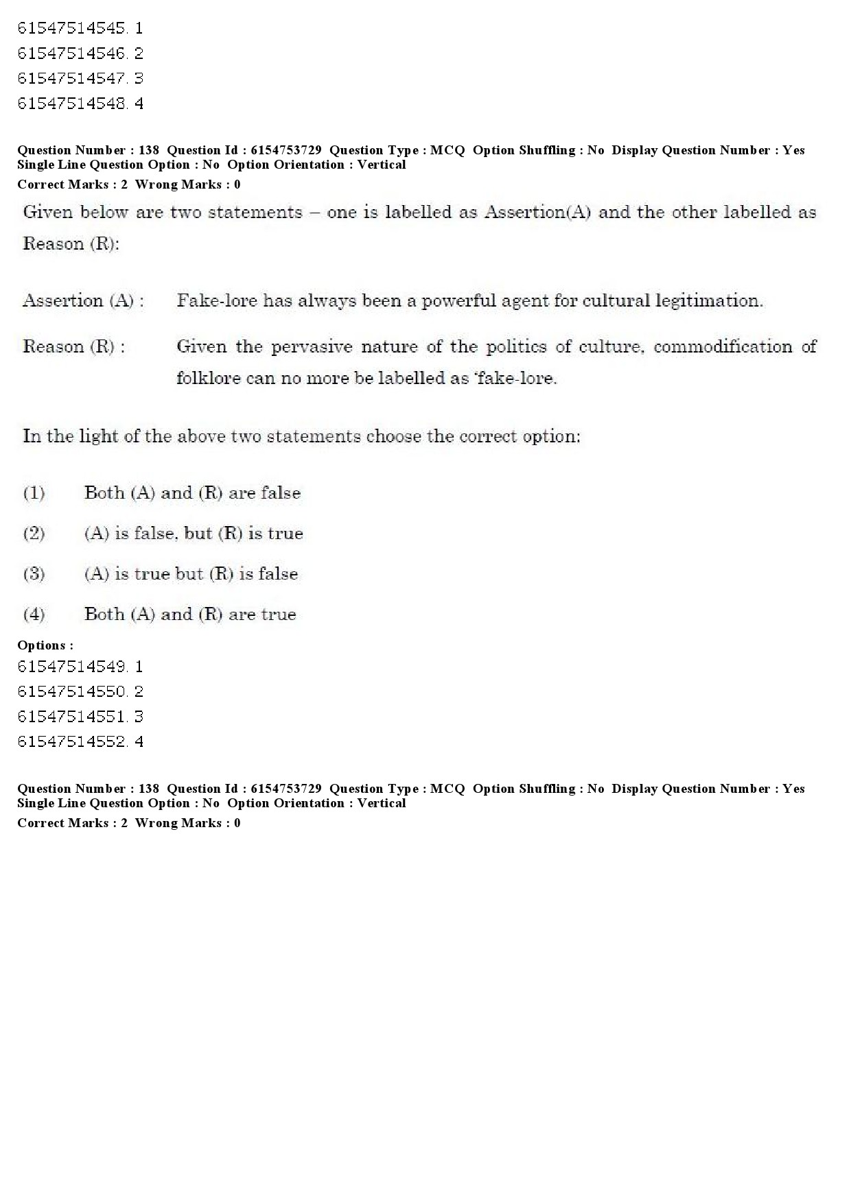 UGC NET Folk Literature Question Paper December 2019 128