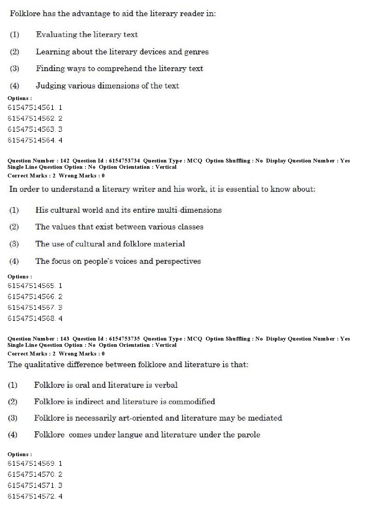 UGC NET Folk Literature Question Paper December 2019 134