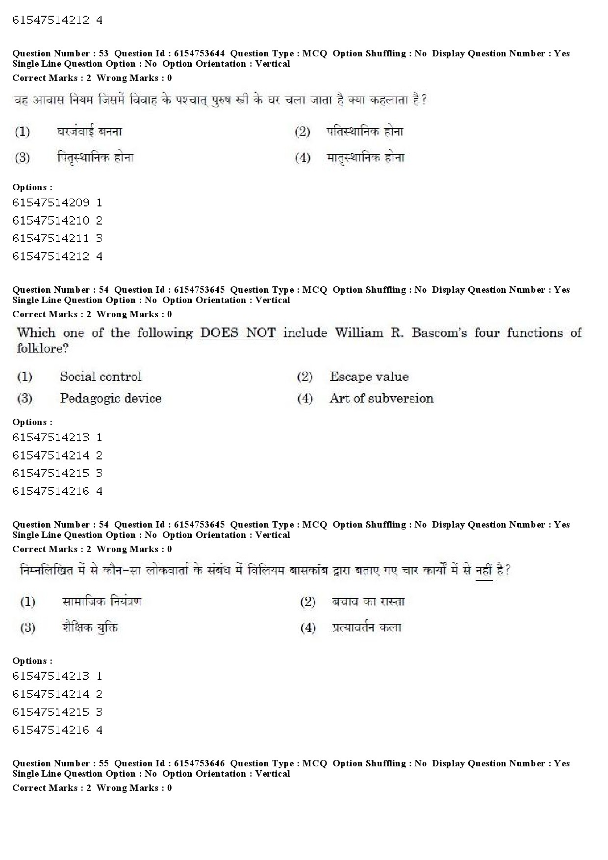 UGC NET Folk Literature Question Paper December 2019 45