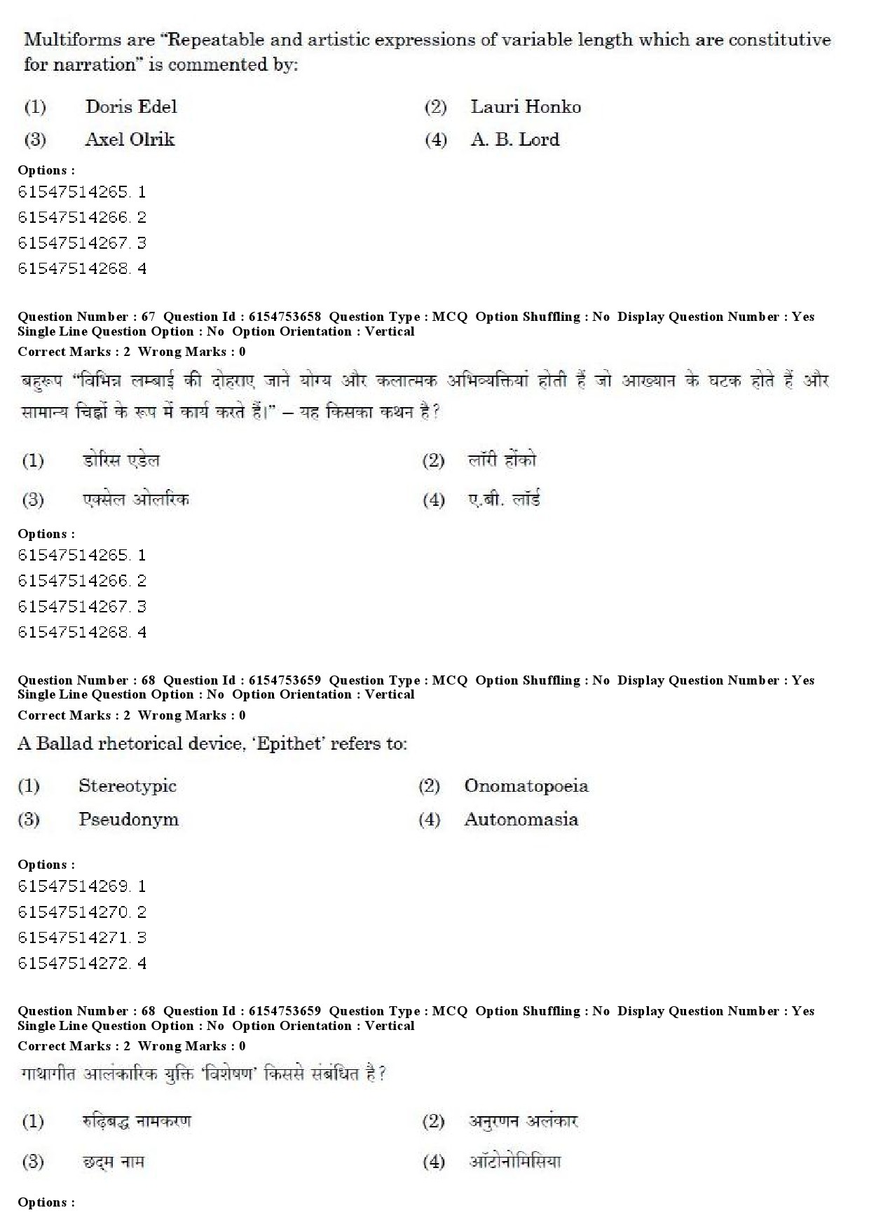 UGC NET Folk Literature Question Paper December 2019 53