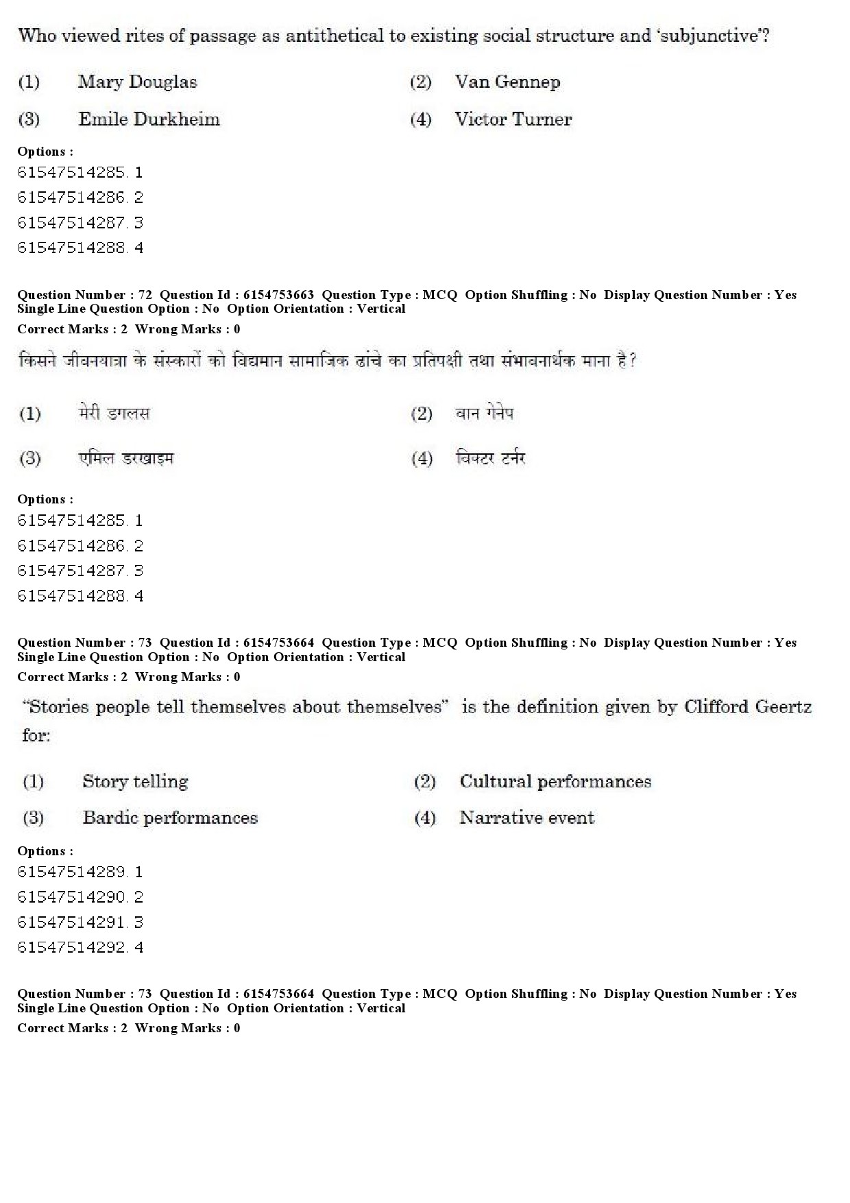 UGC NET Folk Literature Question Paper December 2019 56