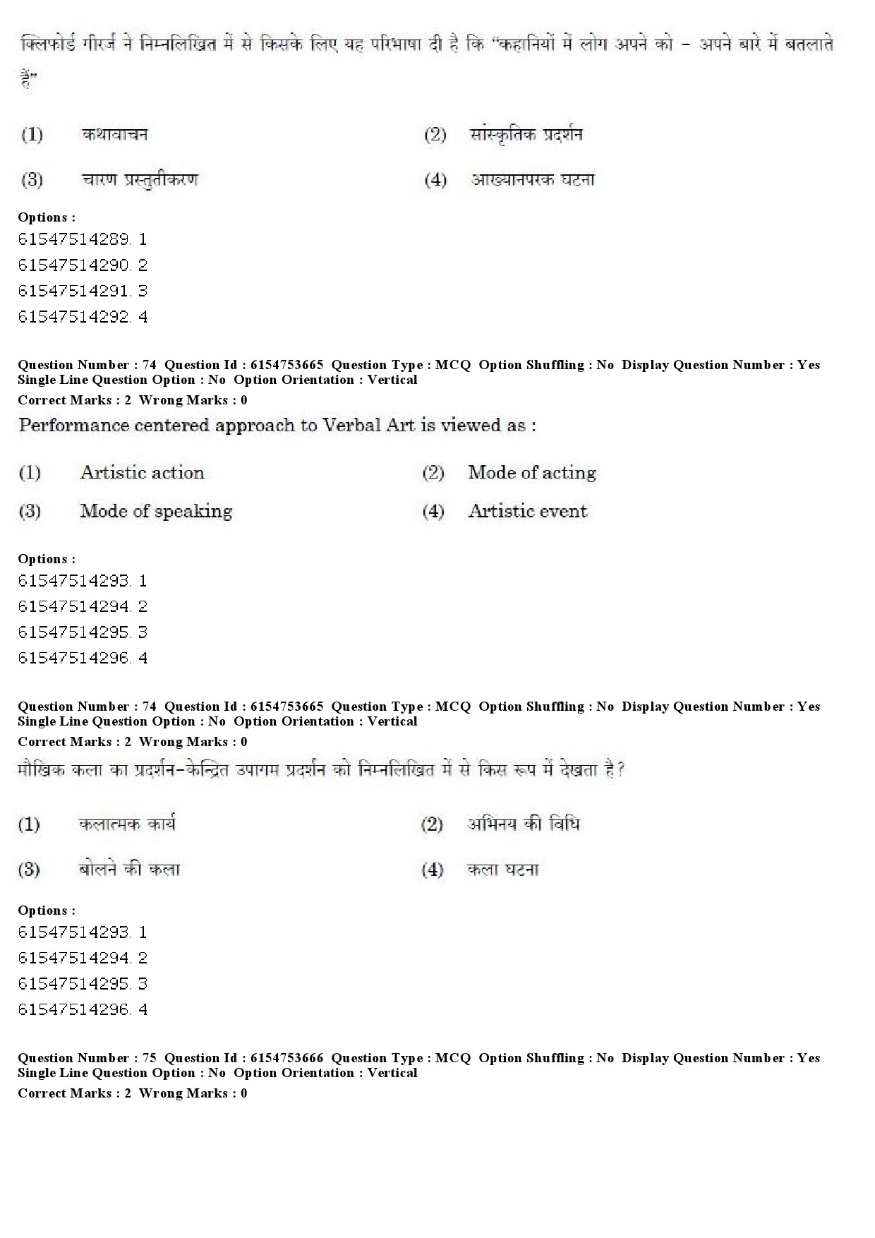 UGC NET Folk Literature Question Paper December 2019 57