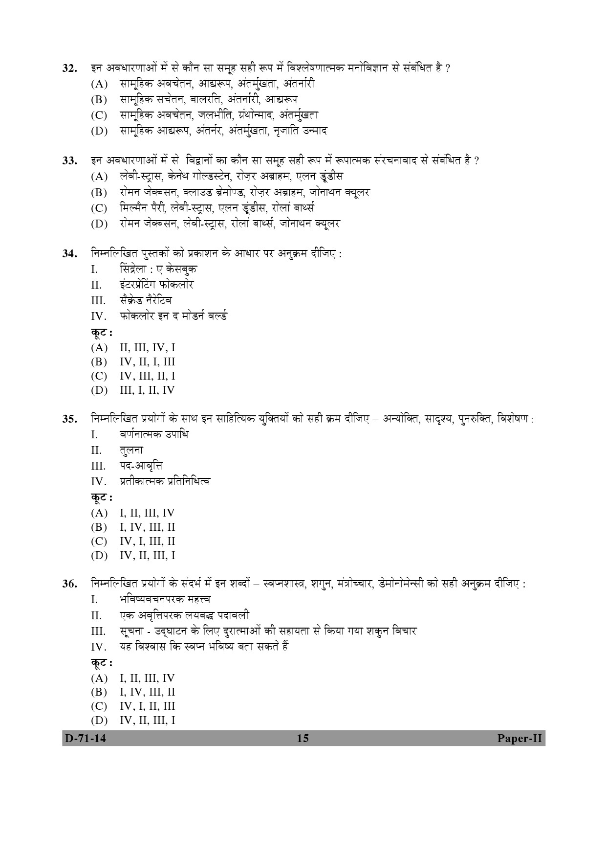 UGC NET Folk Literature Question Paper II December 2014 15