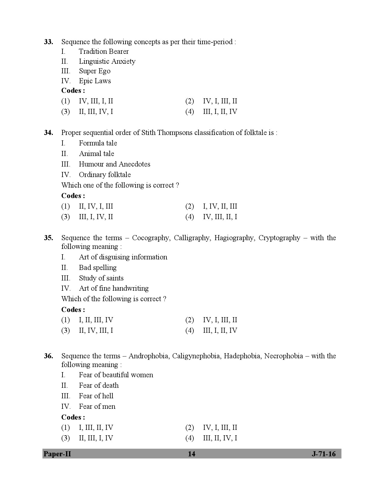 UGC NET Folk Literature Question Paper II July 2016 14