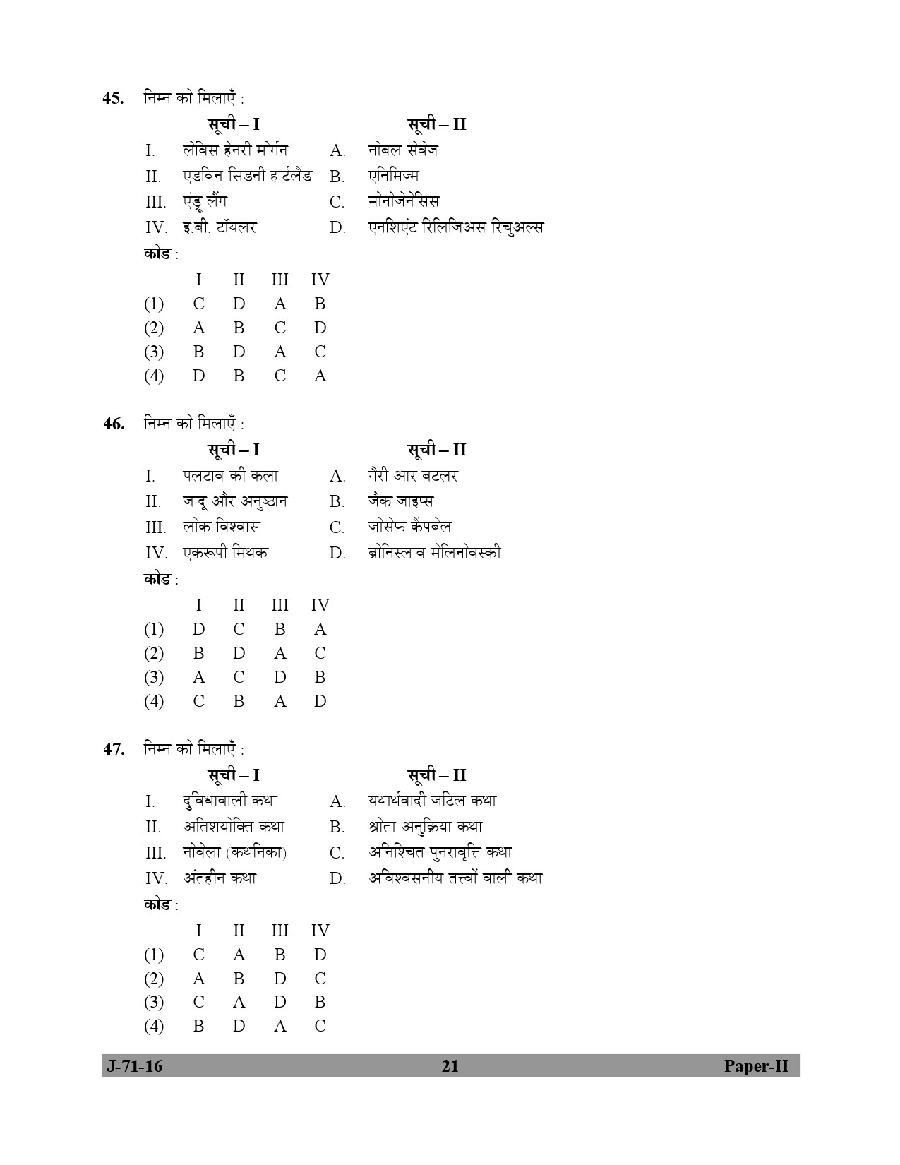 UGC NET Folk Literature Question Paper II July 2016 21