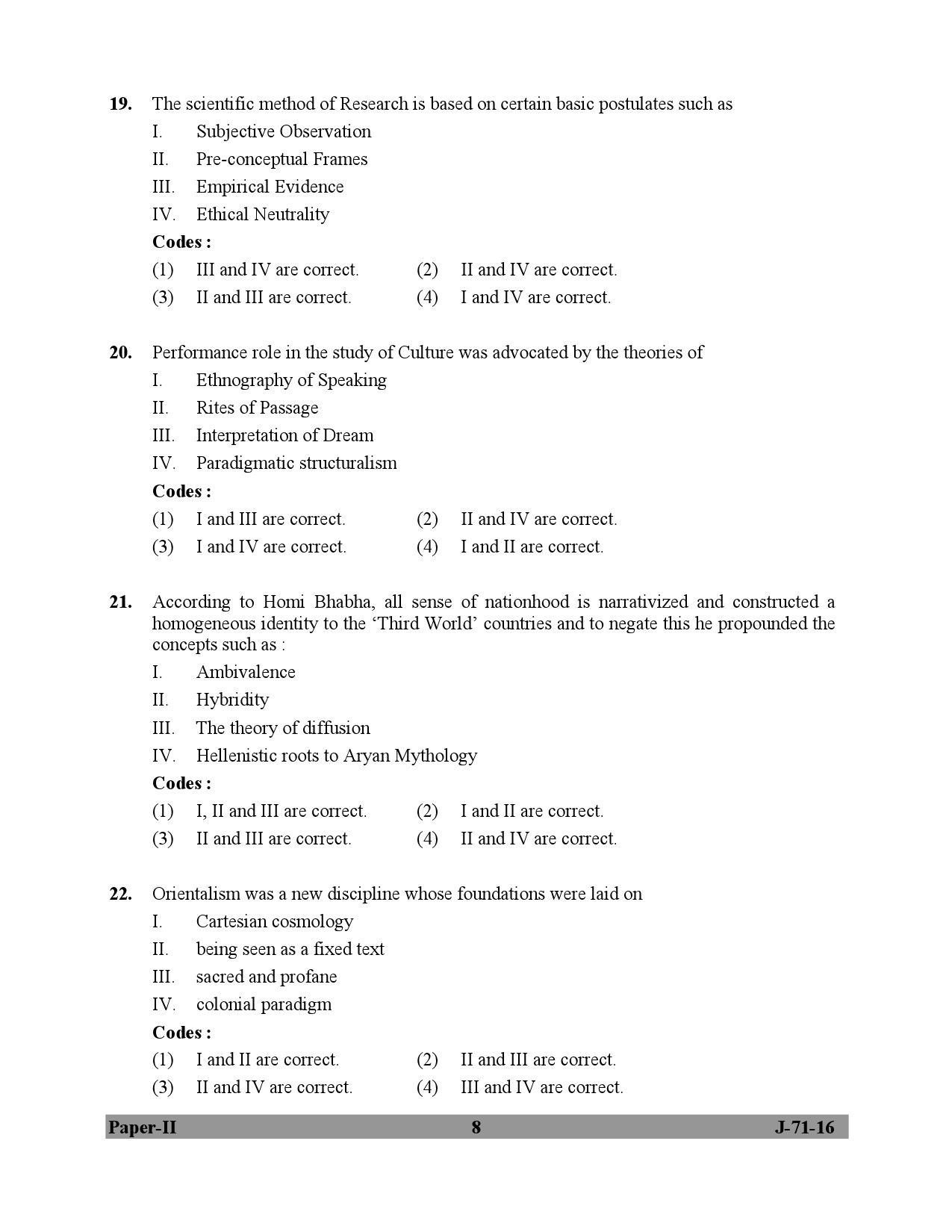 UGC NET Folk Literature Question Paper II July 2016 8