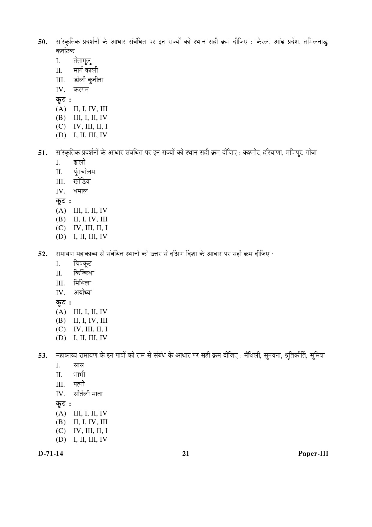 UGC NET Folk Literature Question Paper III December 2014 21