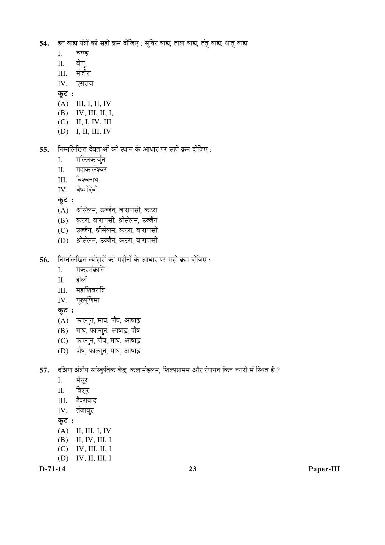 UGC NET Folk Literature Question Paper III December 2014 23