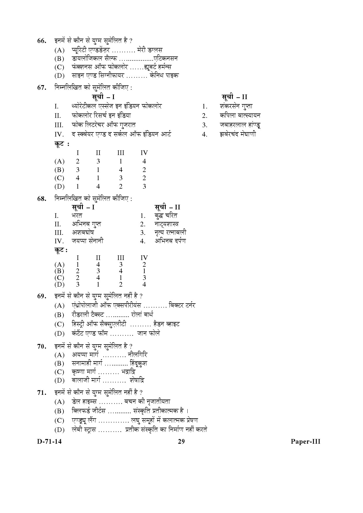 UGC NET Folk Literature Question Paper III December 2014 29