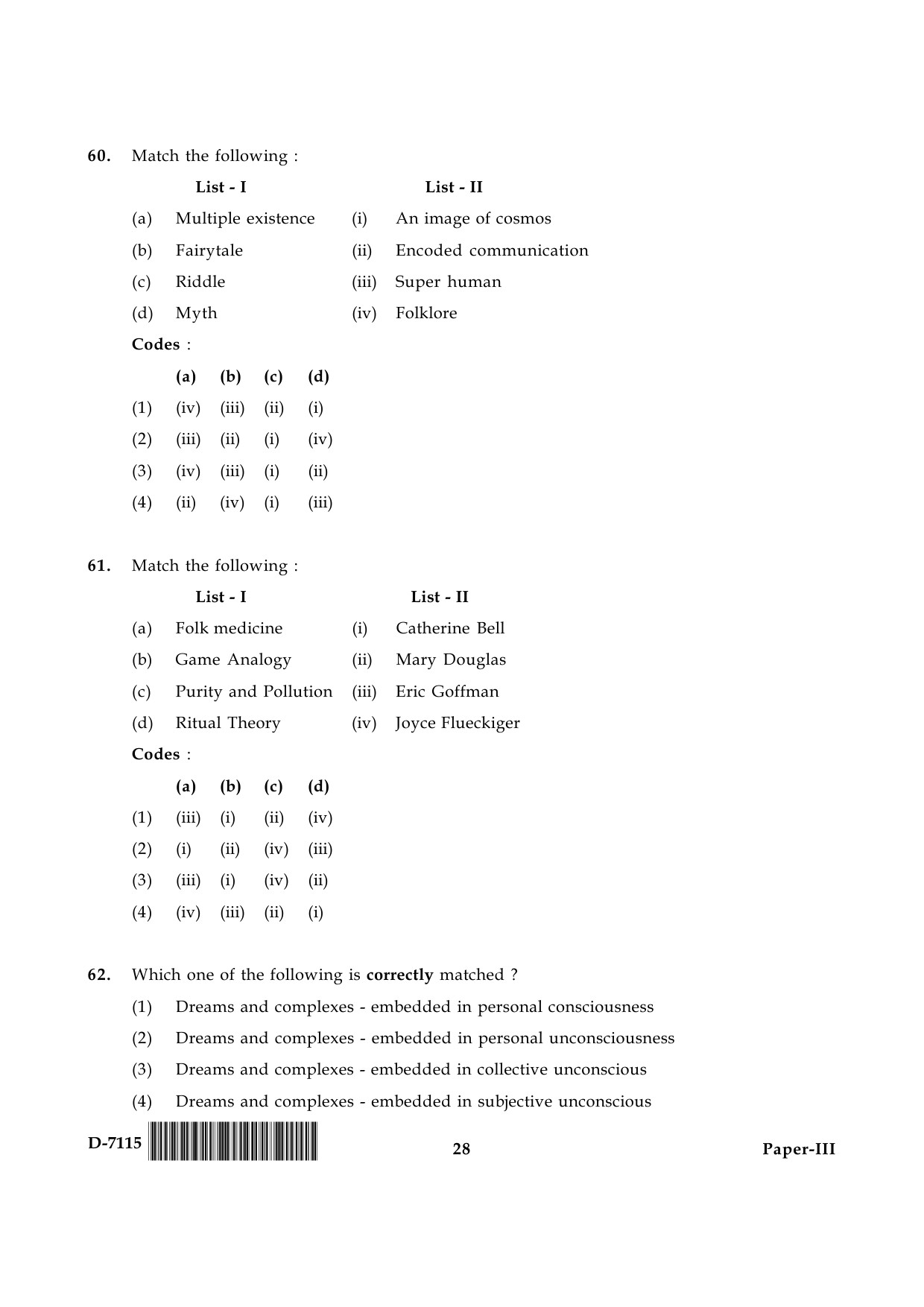 UGC NET Folk Literature Question Paper III December 2015 28