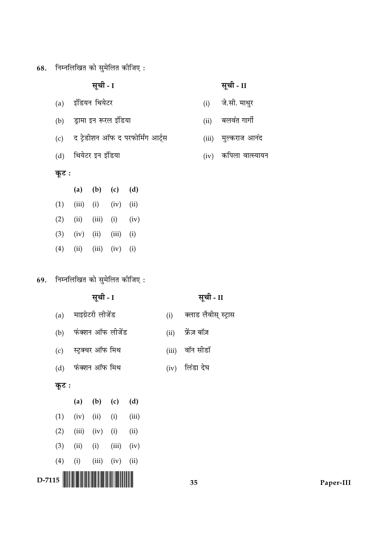 UGC NET Folk Literature Question Paper III December 2015 35