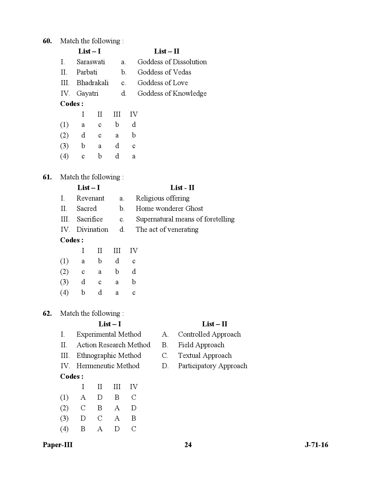 UGC NET Folk Literature Question Paper III July 2016 24