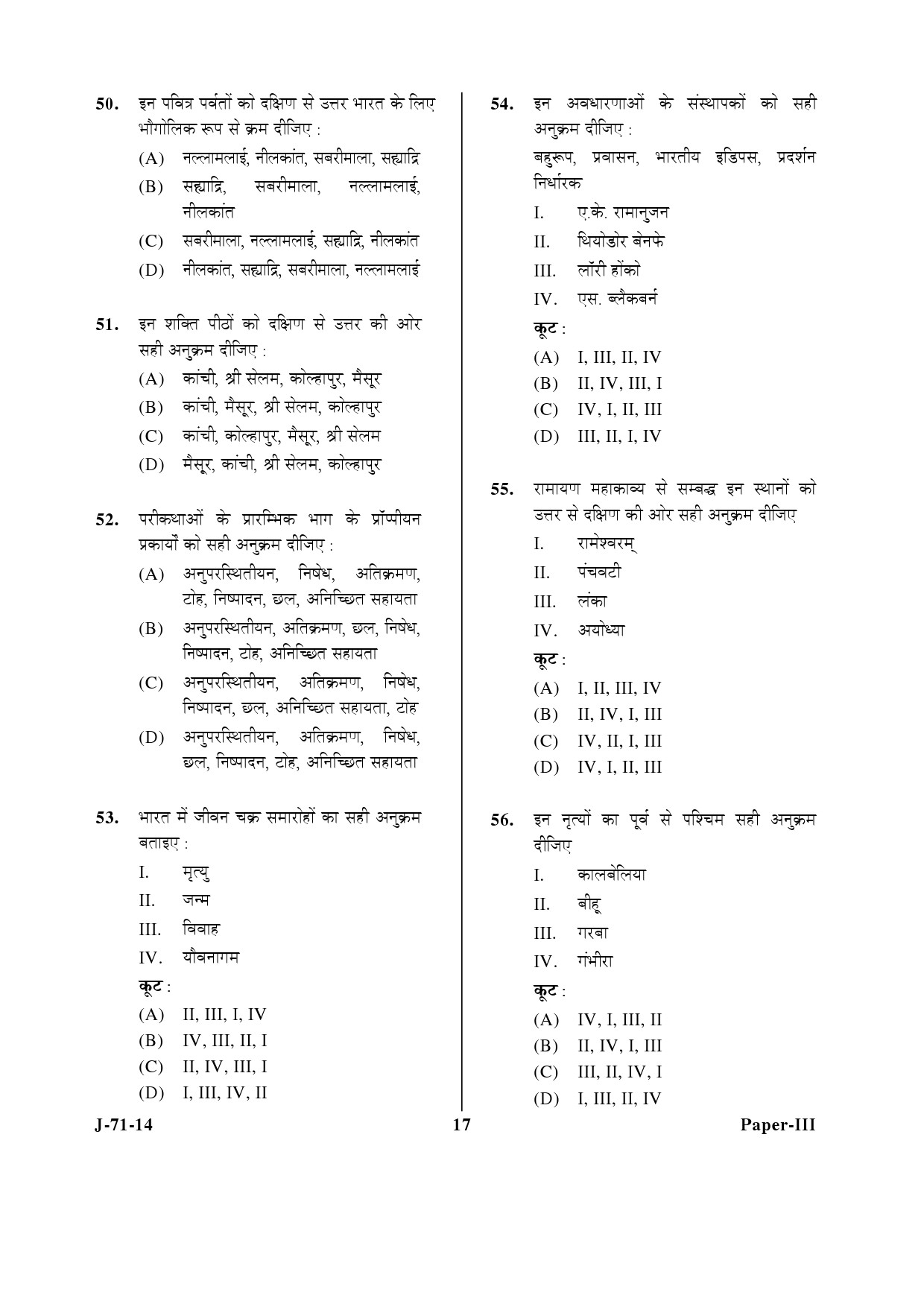 UGC NET Folk Literature Question Paper III June 2014 17