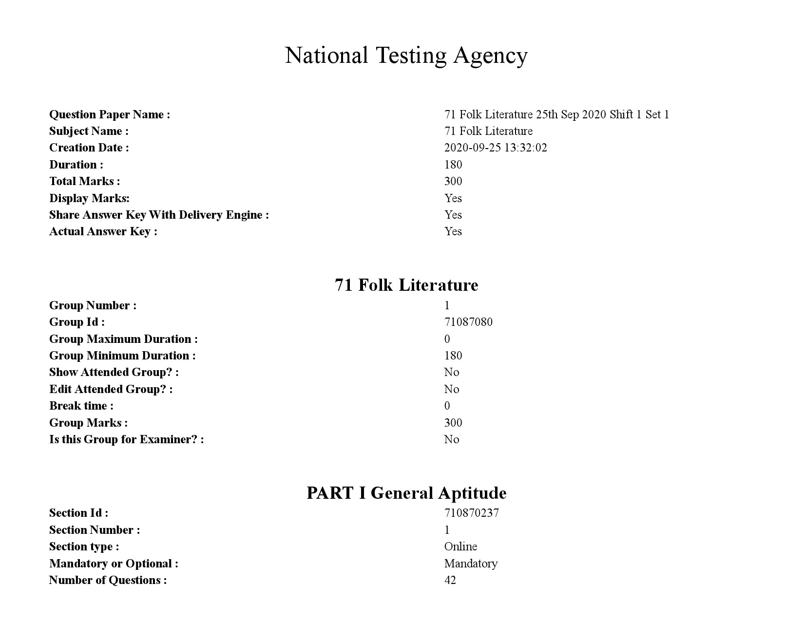 UGC NET Folk Literature Question Paper September 2020 1