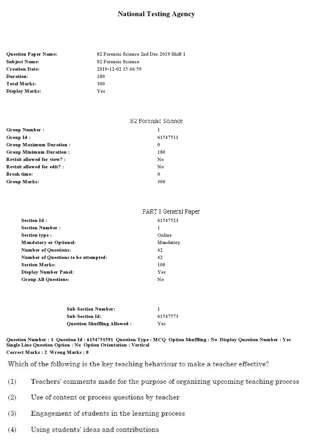 UGC NET Forensic Science Question Paper December 2019 1