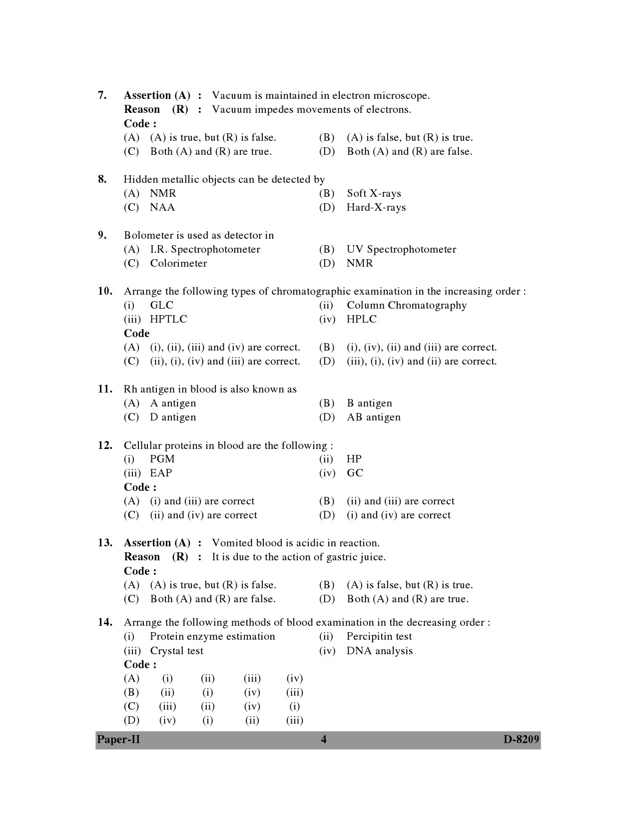 UGC NET Forensic Science Question Paper II December 2009 4