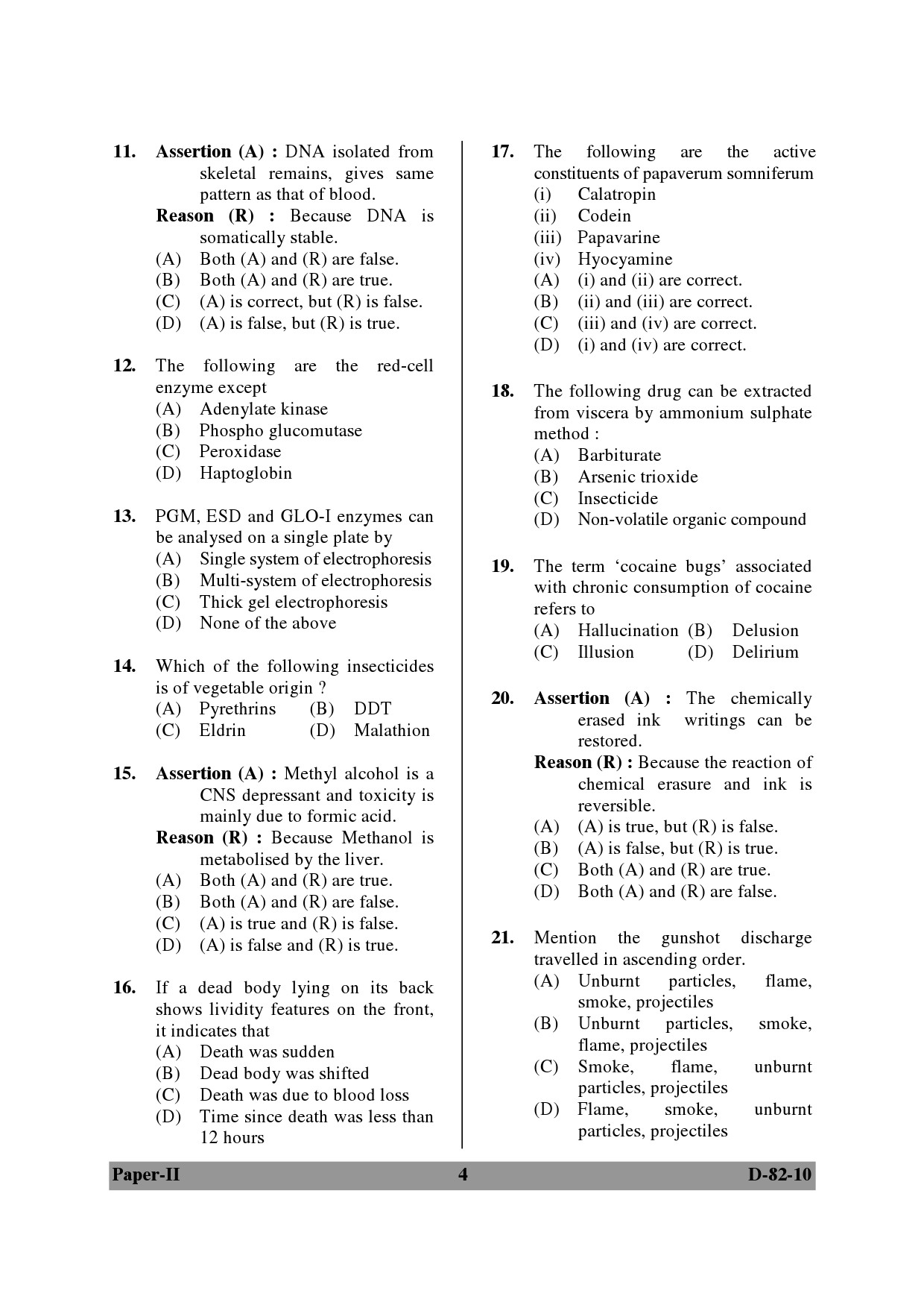 UGC NET Forensic Science Question Paper II December 2010 4