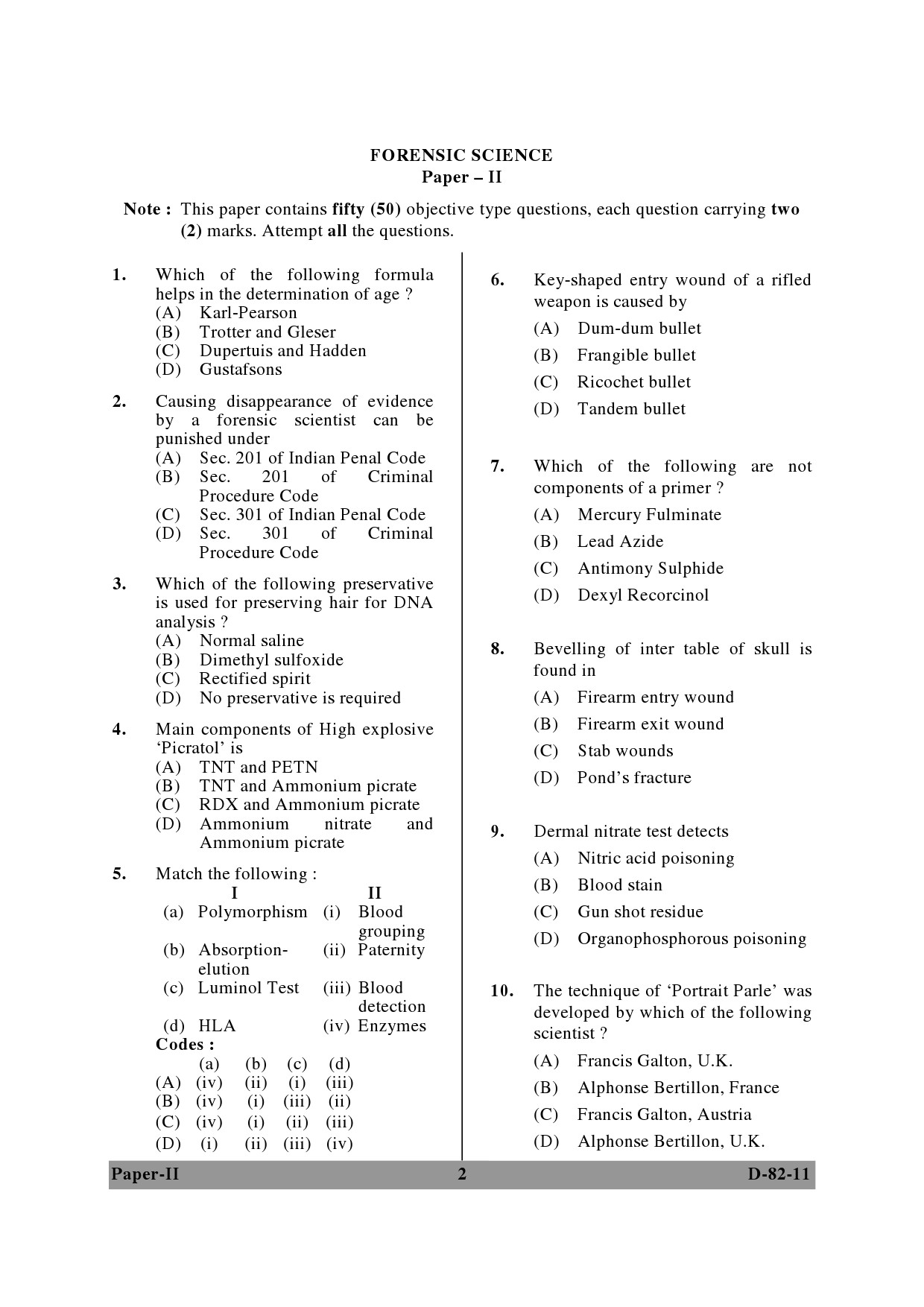 Ugc Net Forensic Science Question Paper Ii December 2011 Ugc Net Previous Question Papers 