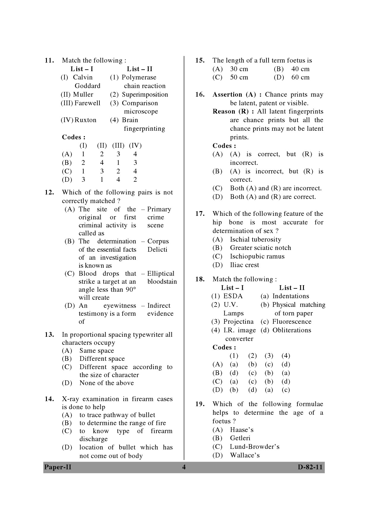 UGC NET Forensic Science Question Paper II December 2011 4