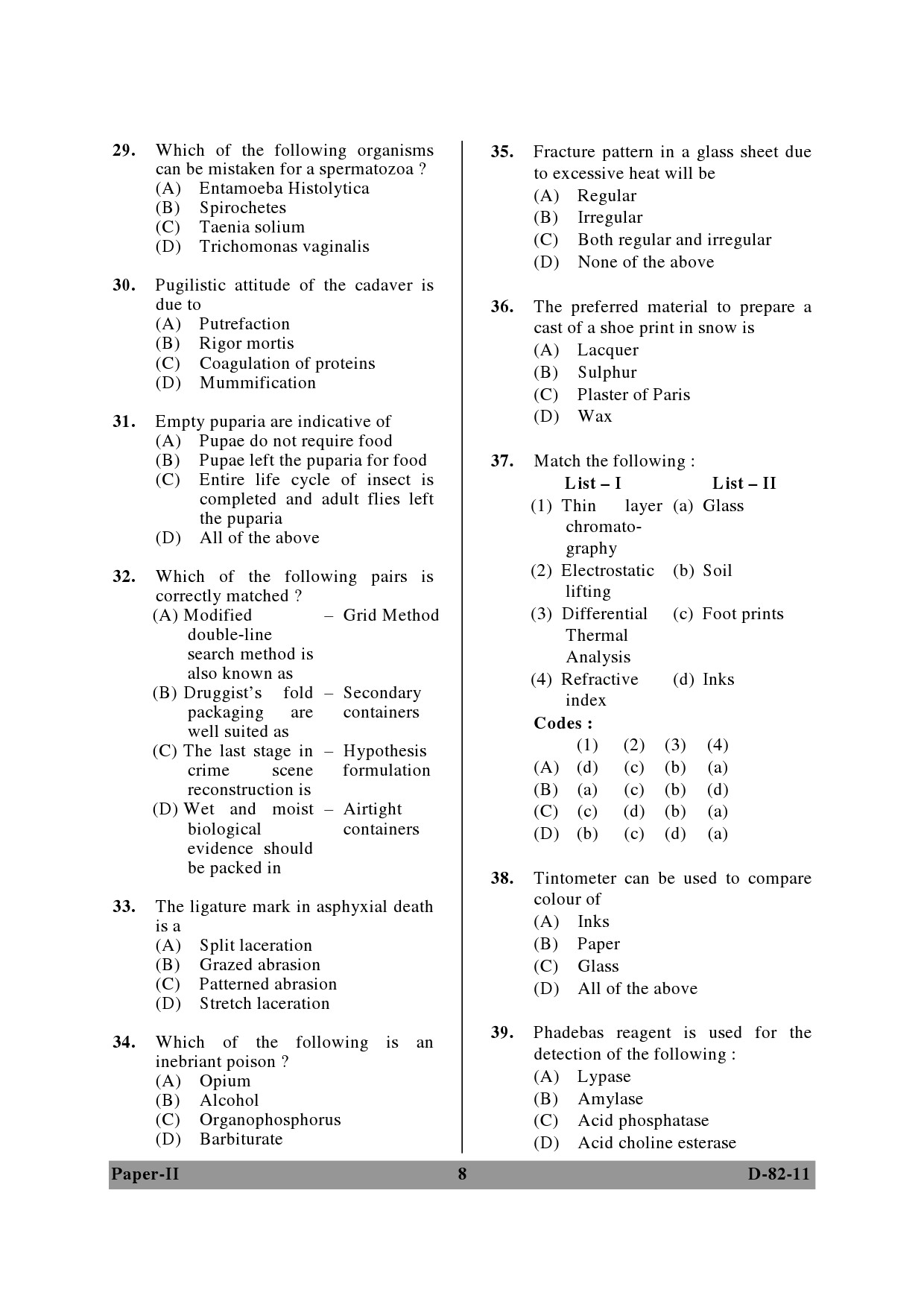 UGC NET Forensic Science Question Paper II December 2011 8