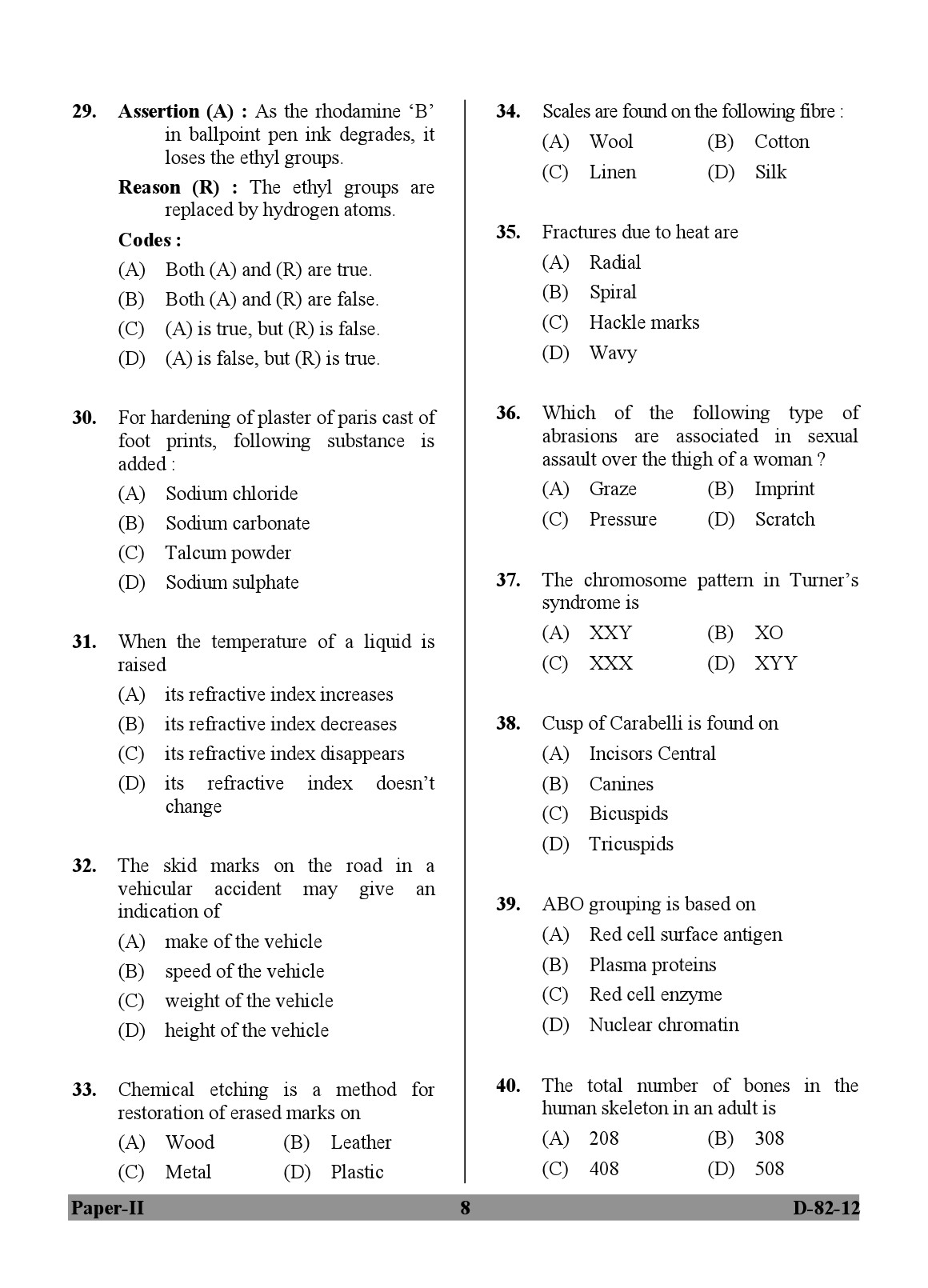 UGC NET Forensic Science Question Paper II December 2012 8