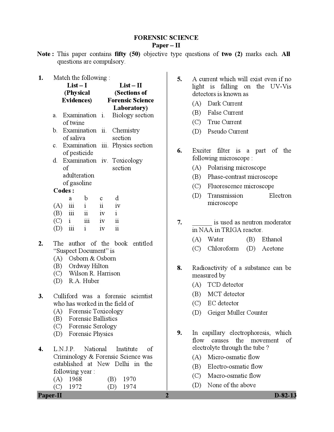 UGC NET Forensic Science Question Paper II December 2013 2