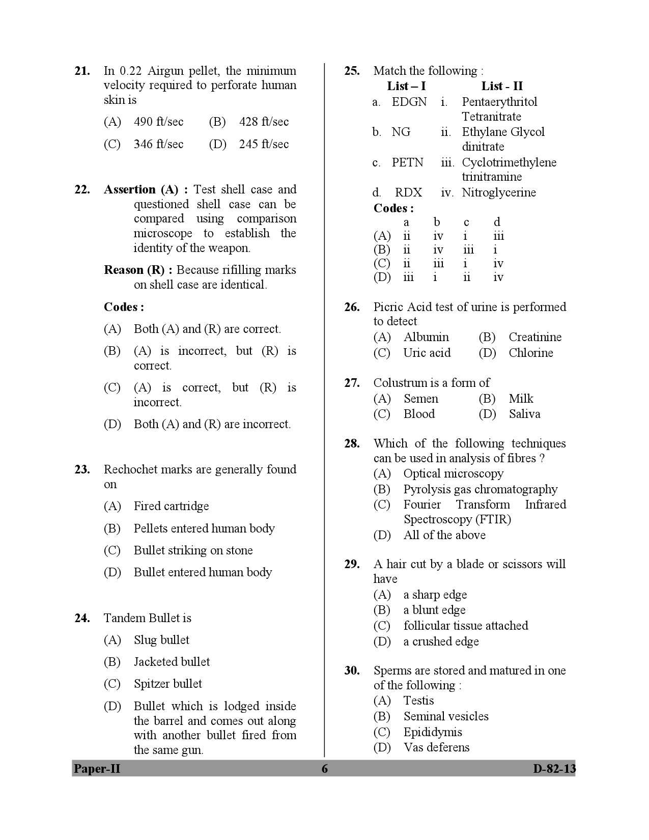 UGC NET Forensic Science Question Paper II December 2013 6