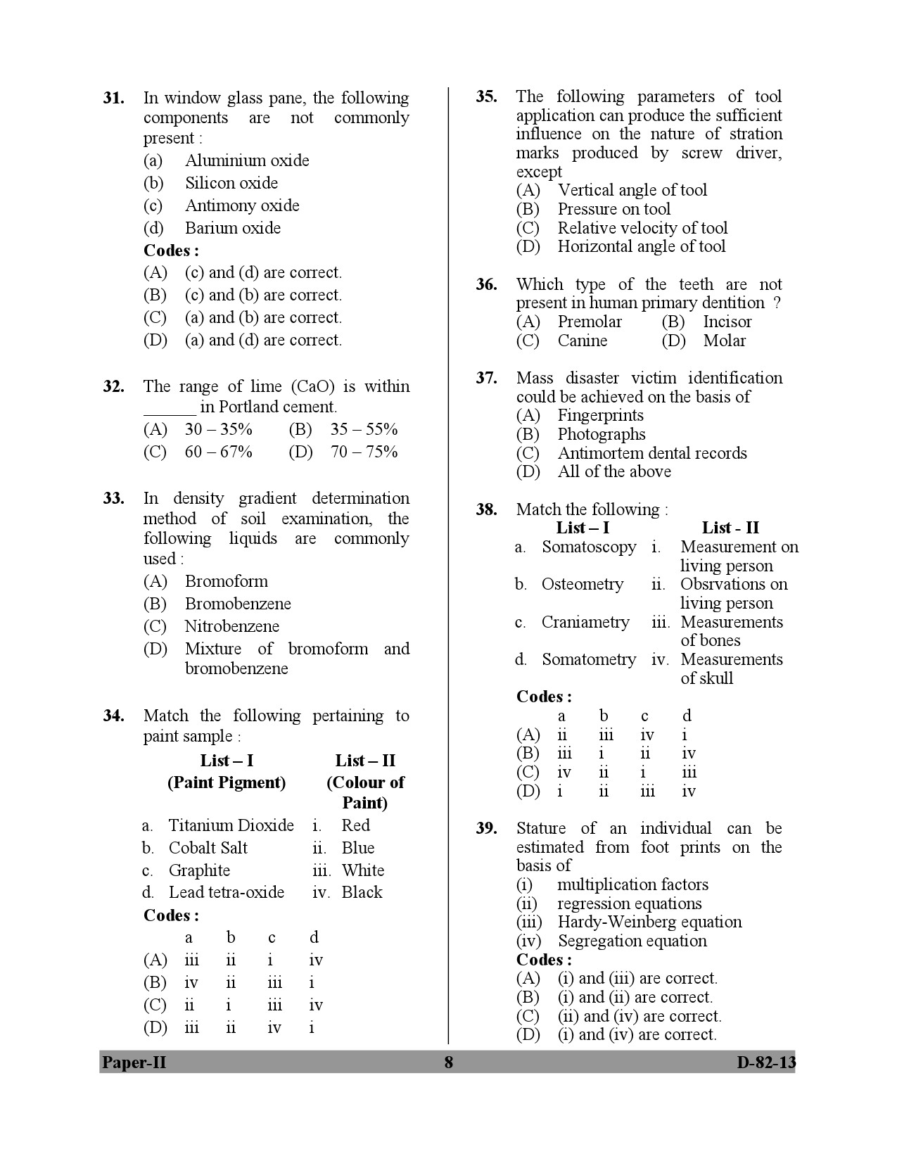 UGC NET Forensic Science Question Paper II December 2013 8