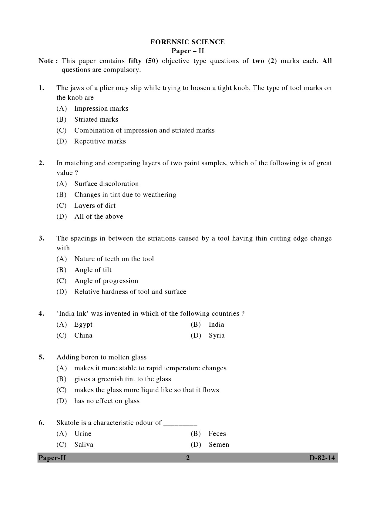 UGC NET Forensic Science Question Paper II December 2014 2