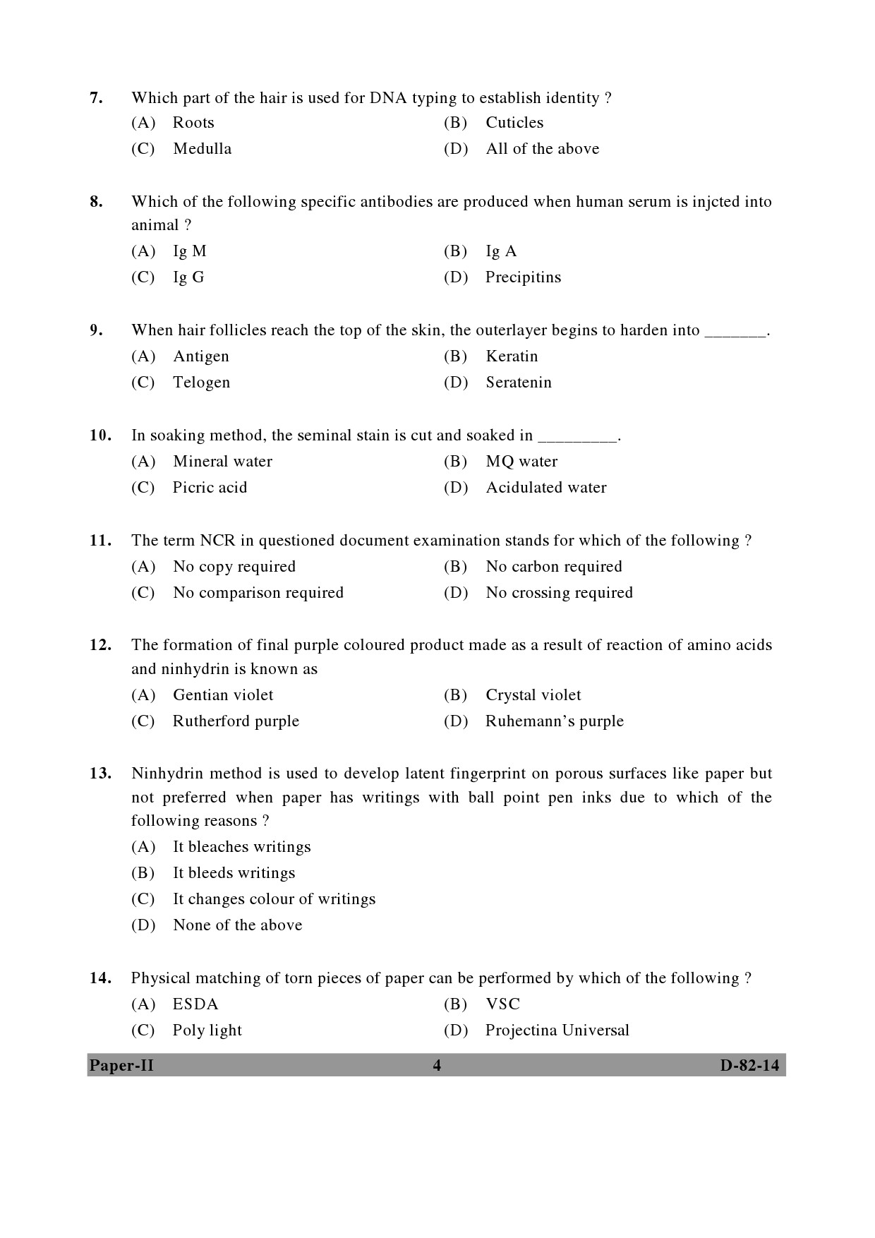 UGC NET Forensic Science Question Paper II December 2014 4