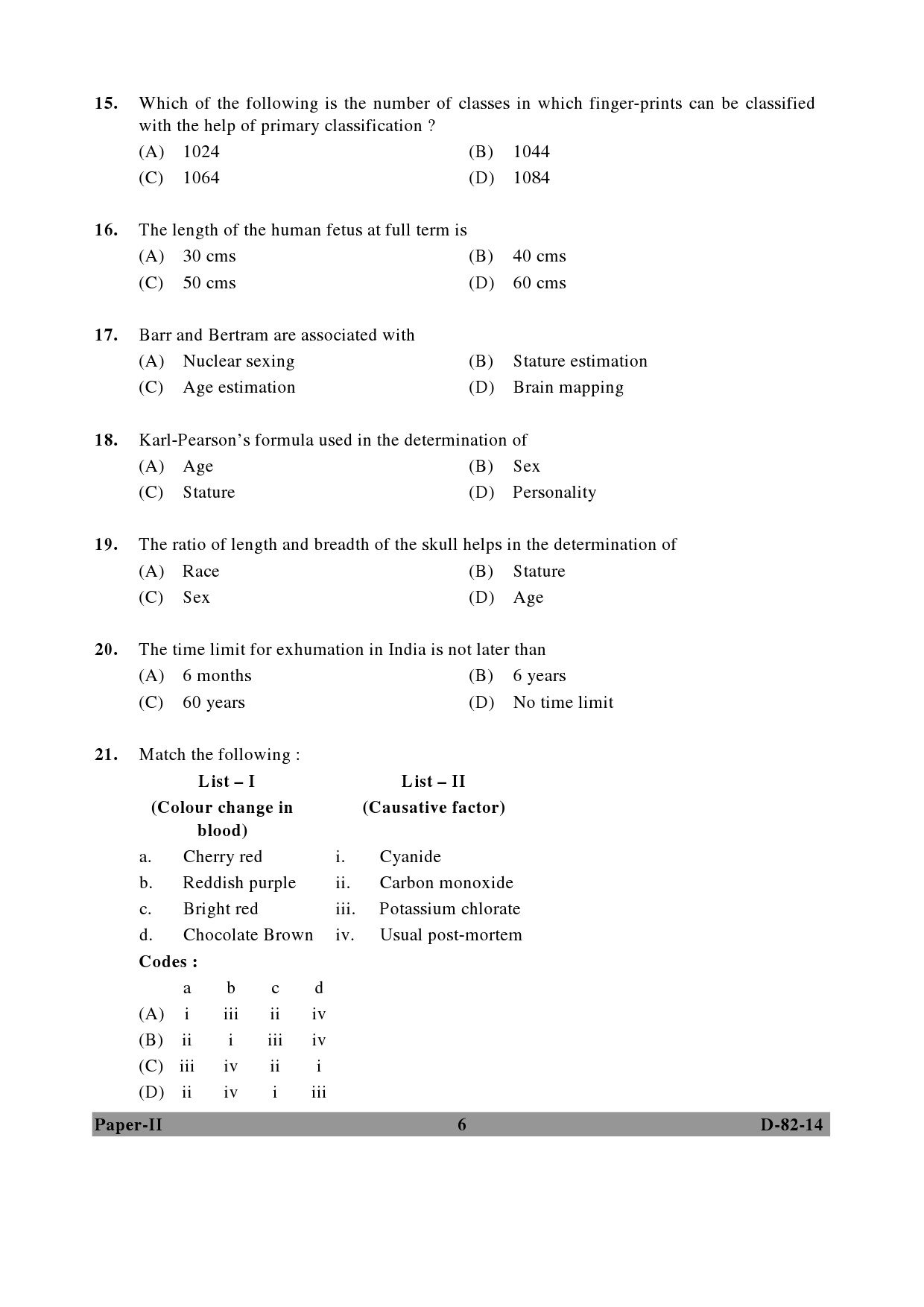 UGC NET Forensic Science Question Paper II December 2014 6