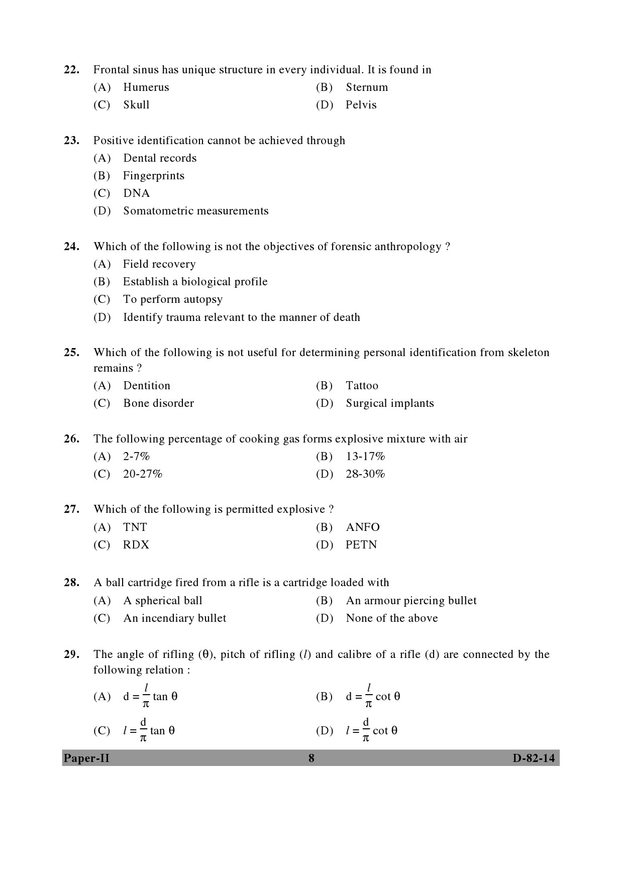 UGC NET Forensic Science Question Paper II December 2014 8