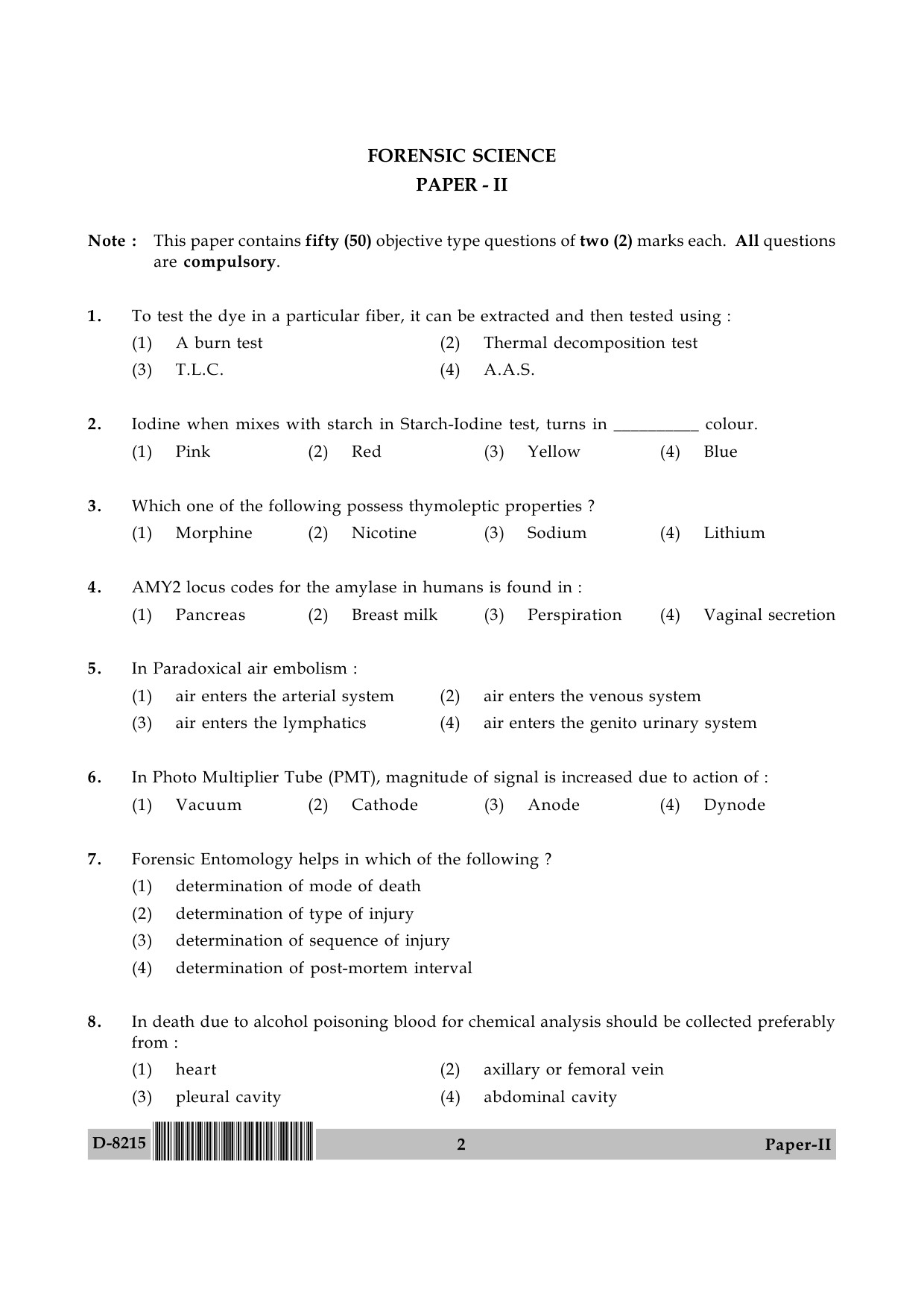 UGC NET Forensic Science Question Paper II December 2015 2