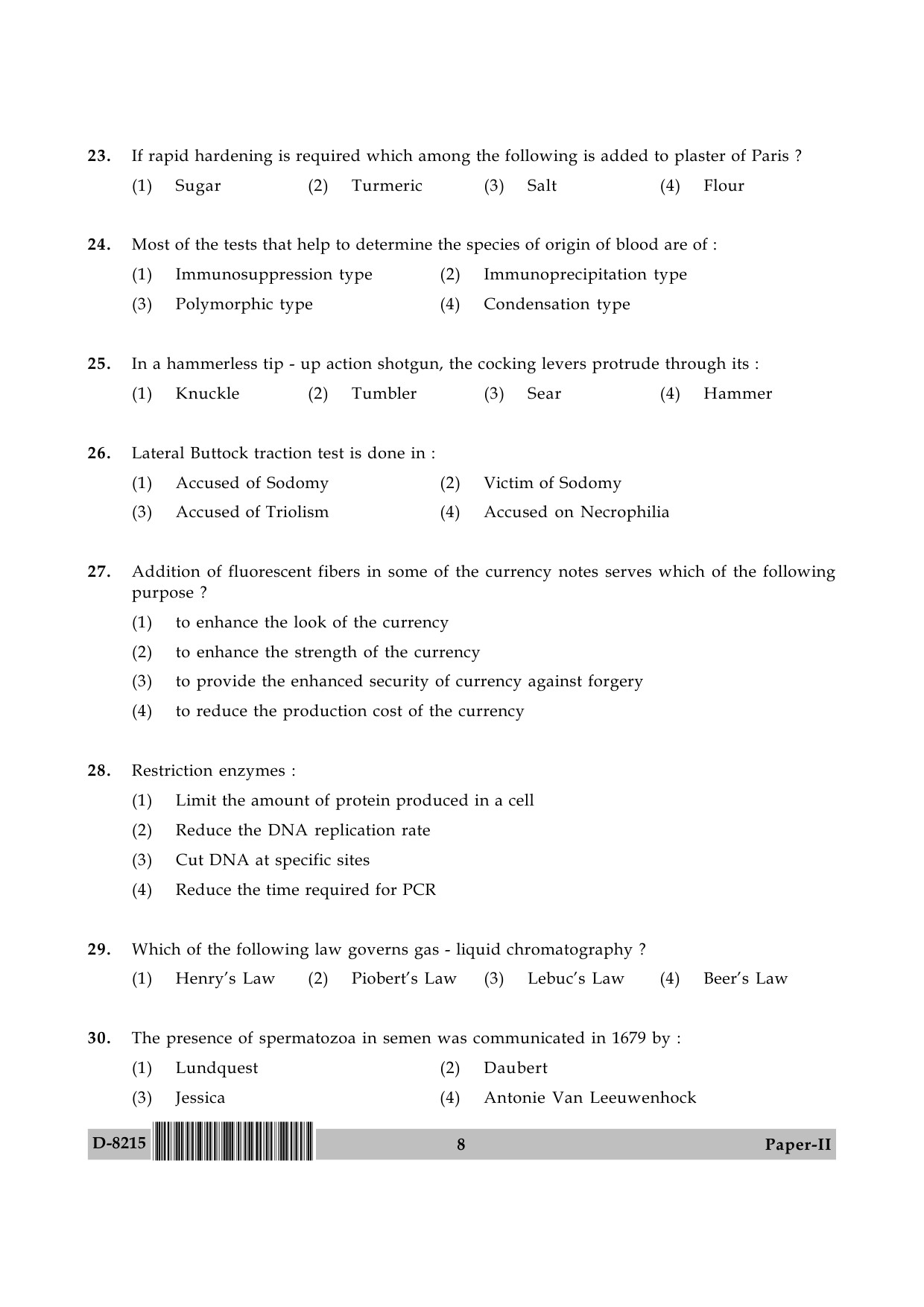 UGC NET Forensic Science Question Paper II December 2015 8