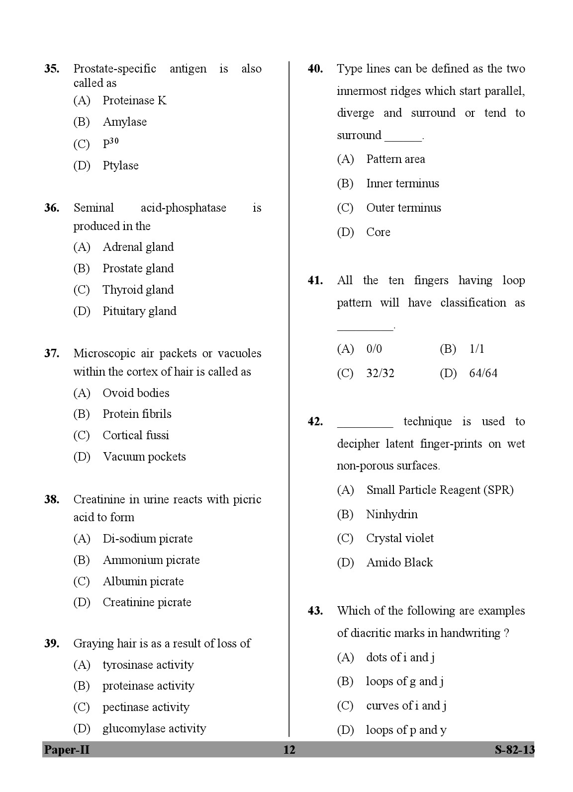 UGC NET Forensic Science Question Paper II Exam September 2013 12