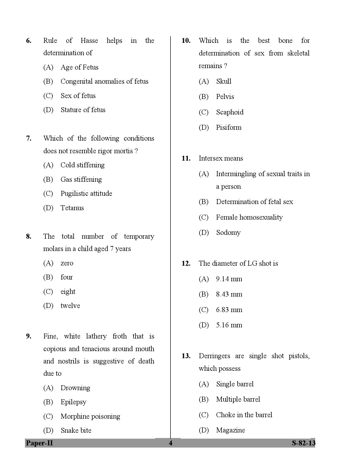 UGC NET Forensic Science Question Paper II Exam September 2013 4