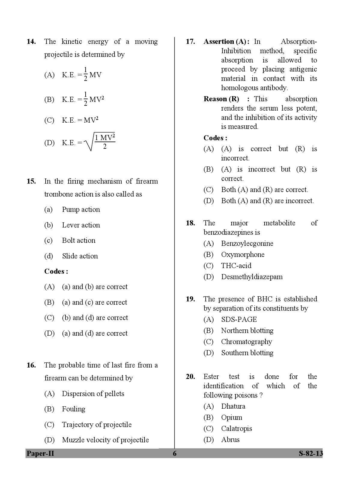 UGC NET Forensic Science Question Paper II Exam September 2013 6