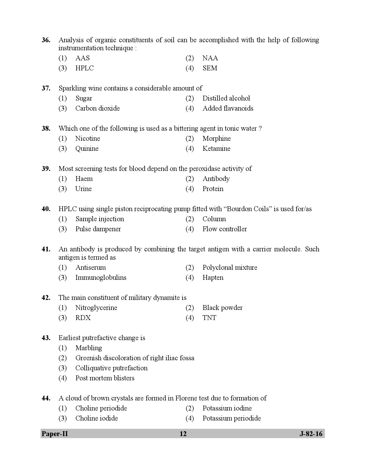 UGC NET Forensic Science Question Paper II July 2016 12