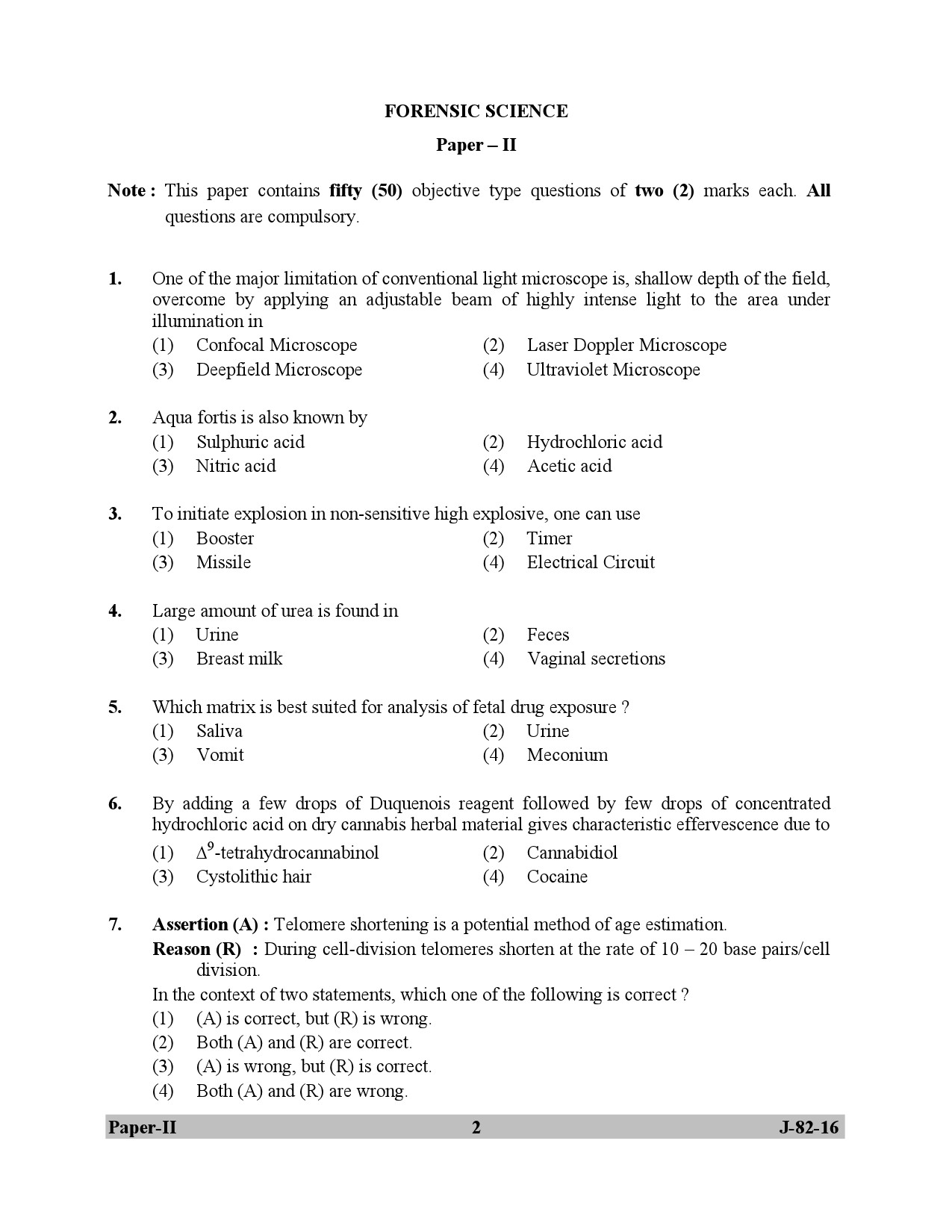 UGC NET Forensic Science Question Paper II July 2016 2