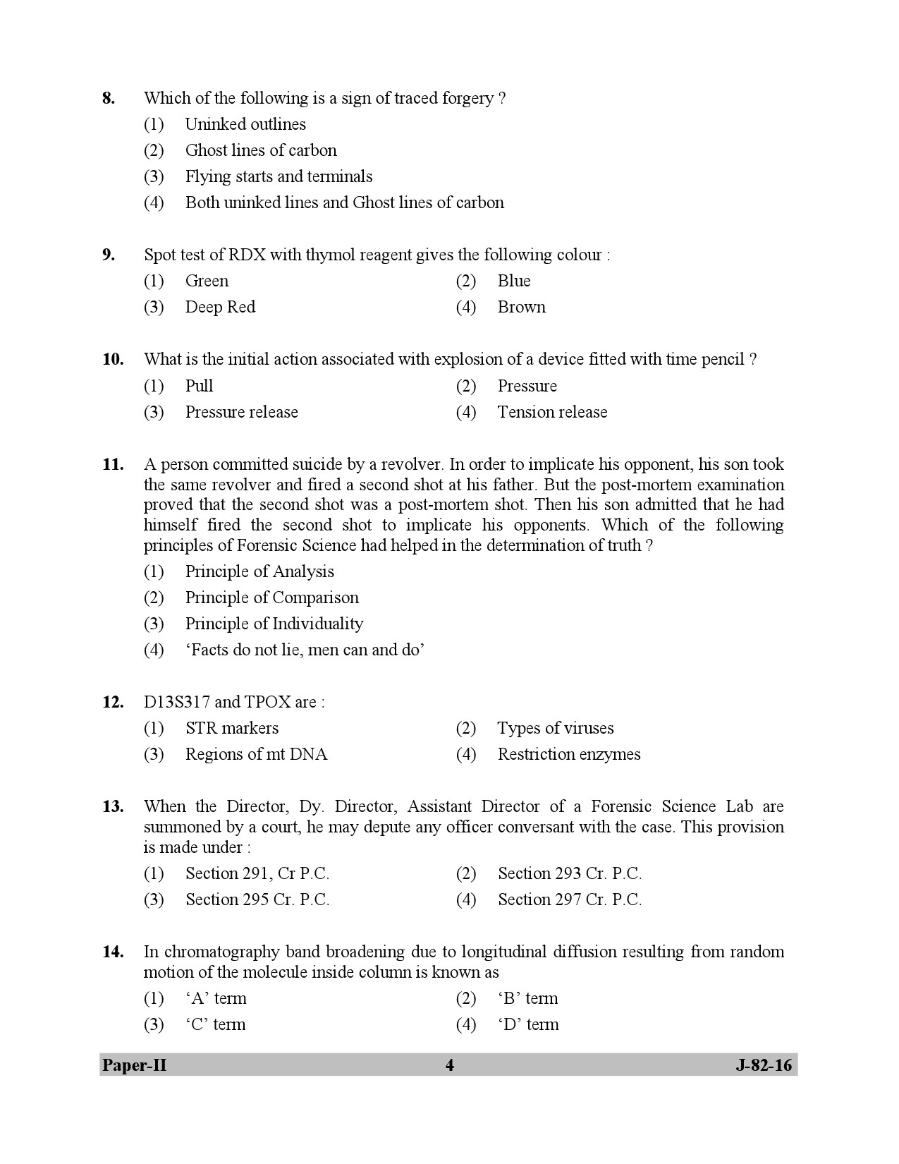 UGC NET Forensic Science Question Paper II July 2016 4