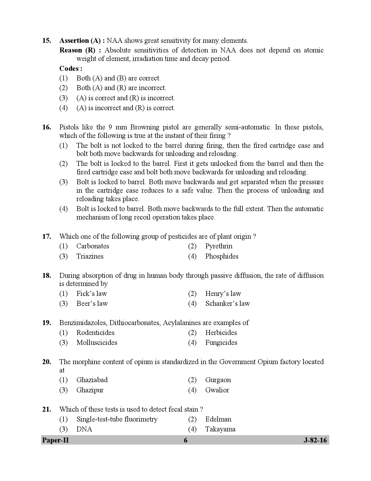 UGC NET Forensic Science Question Paper II July 2016 6