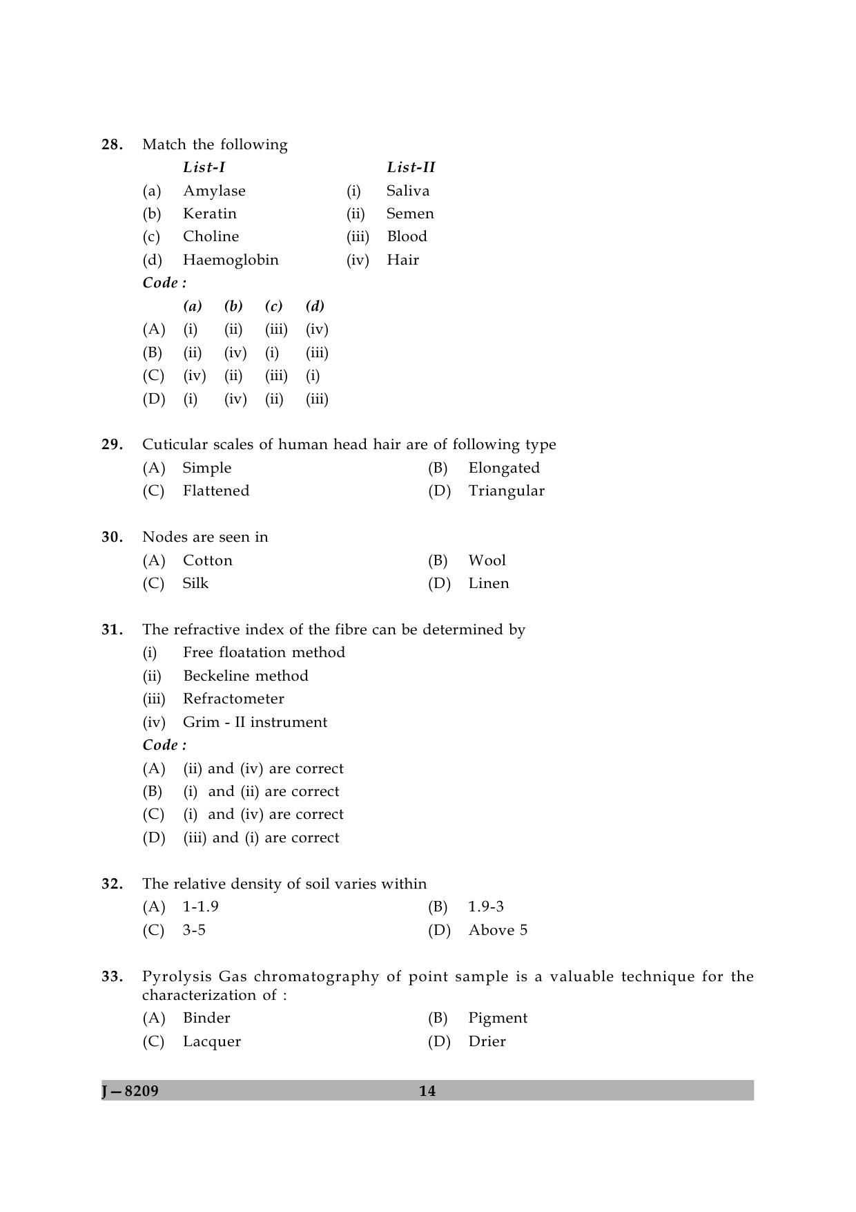 UGC NET Forensic Science Question Paper II June 2009 14