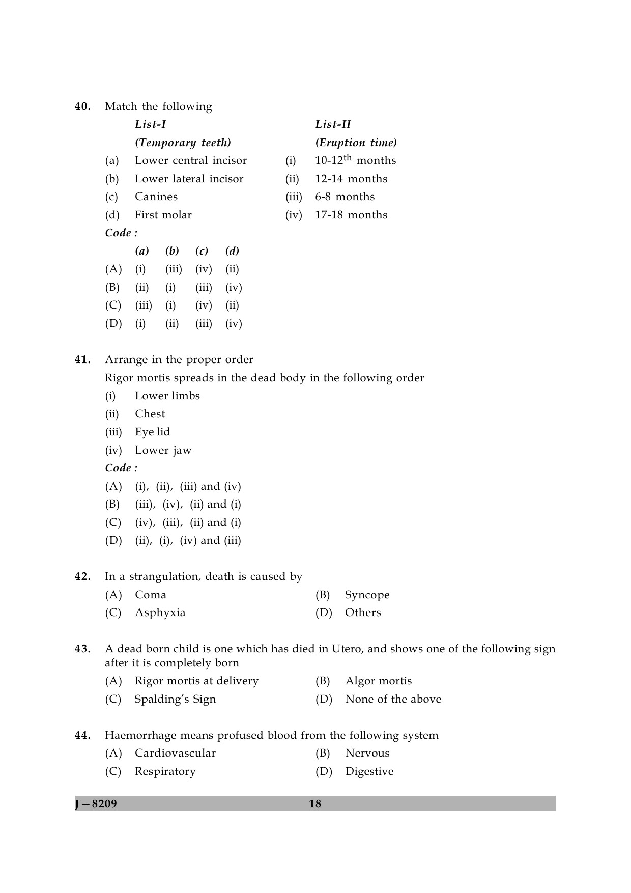 UGC NET Forensic Science Question Paper II June 2009 18