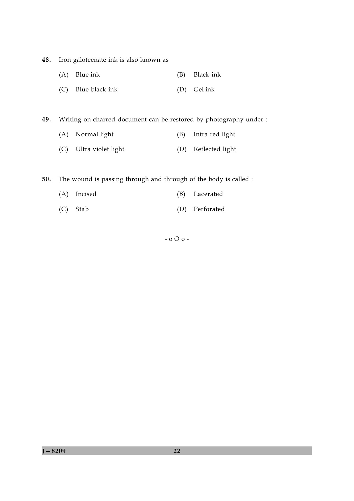 UGC NET Forensic Science Question Paper II June 2009 22