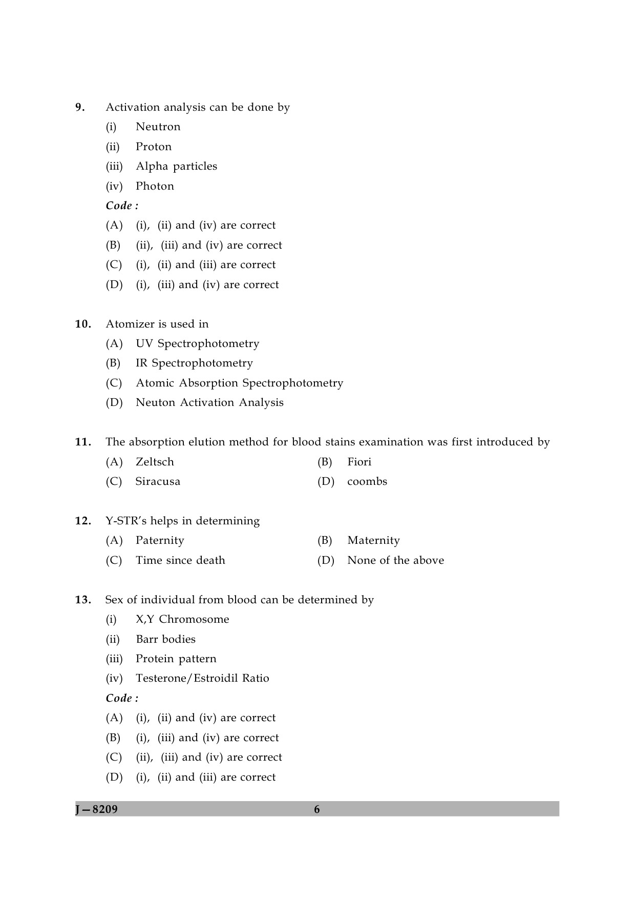 UGC NET Forensic Science Question Paper II June 2009 6