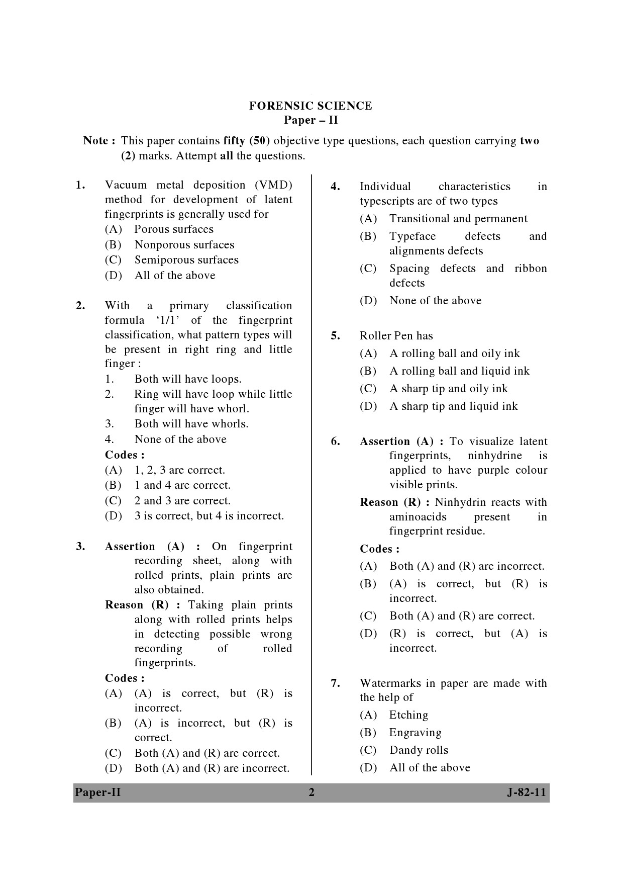 UGC NET Forensic Science Question Paper II June 2011 2